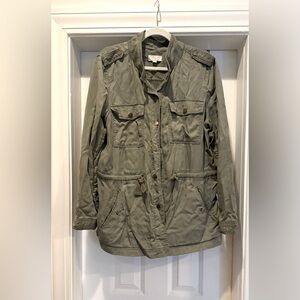 LOFT Green Utility Jacket with Collared Neckline